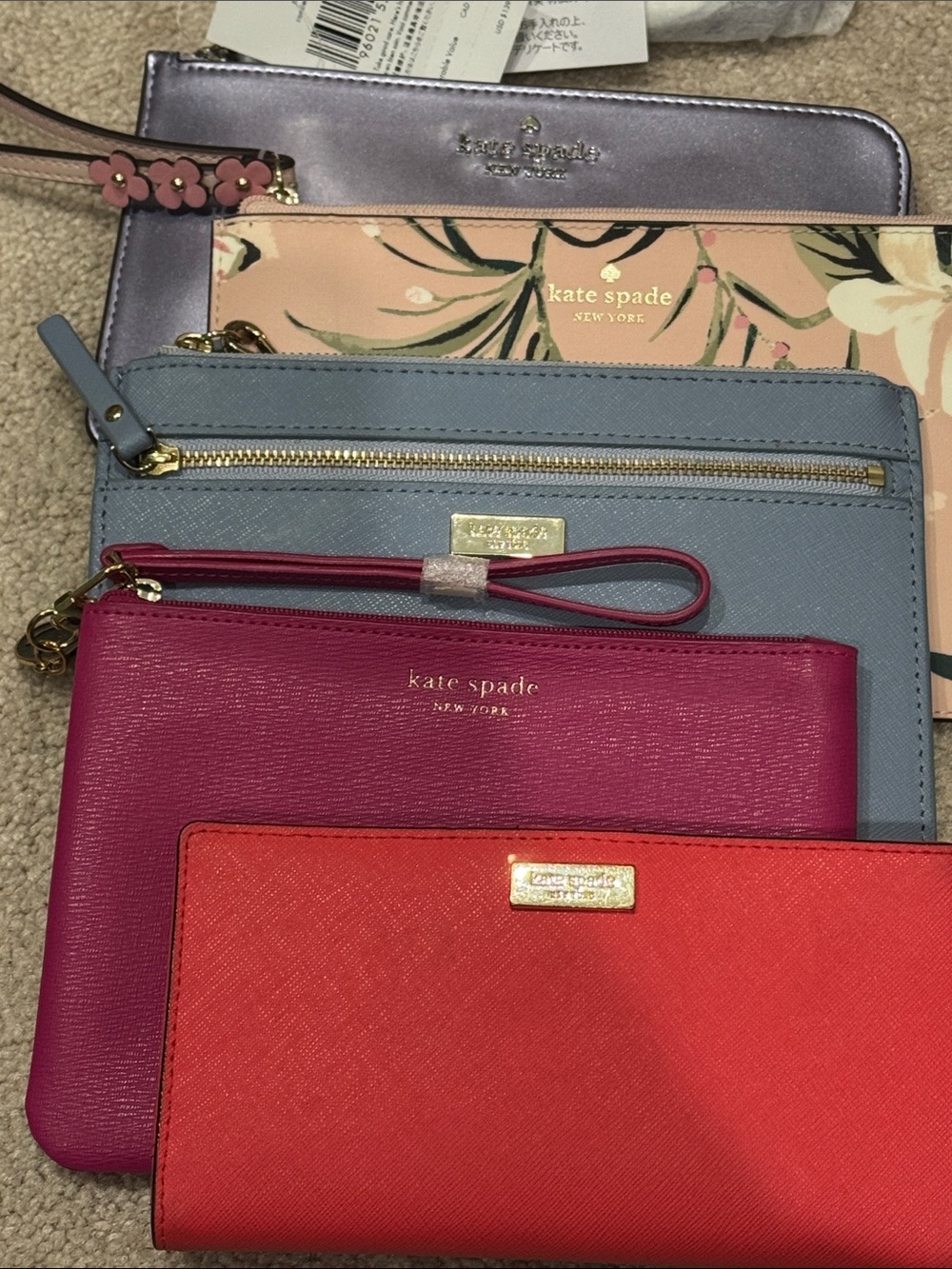 PICK ONE: Kate Spade Pink Floral,  Blue, Metallic Lavender Wristlet or Wallet